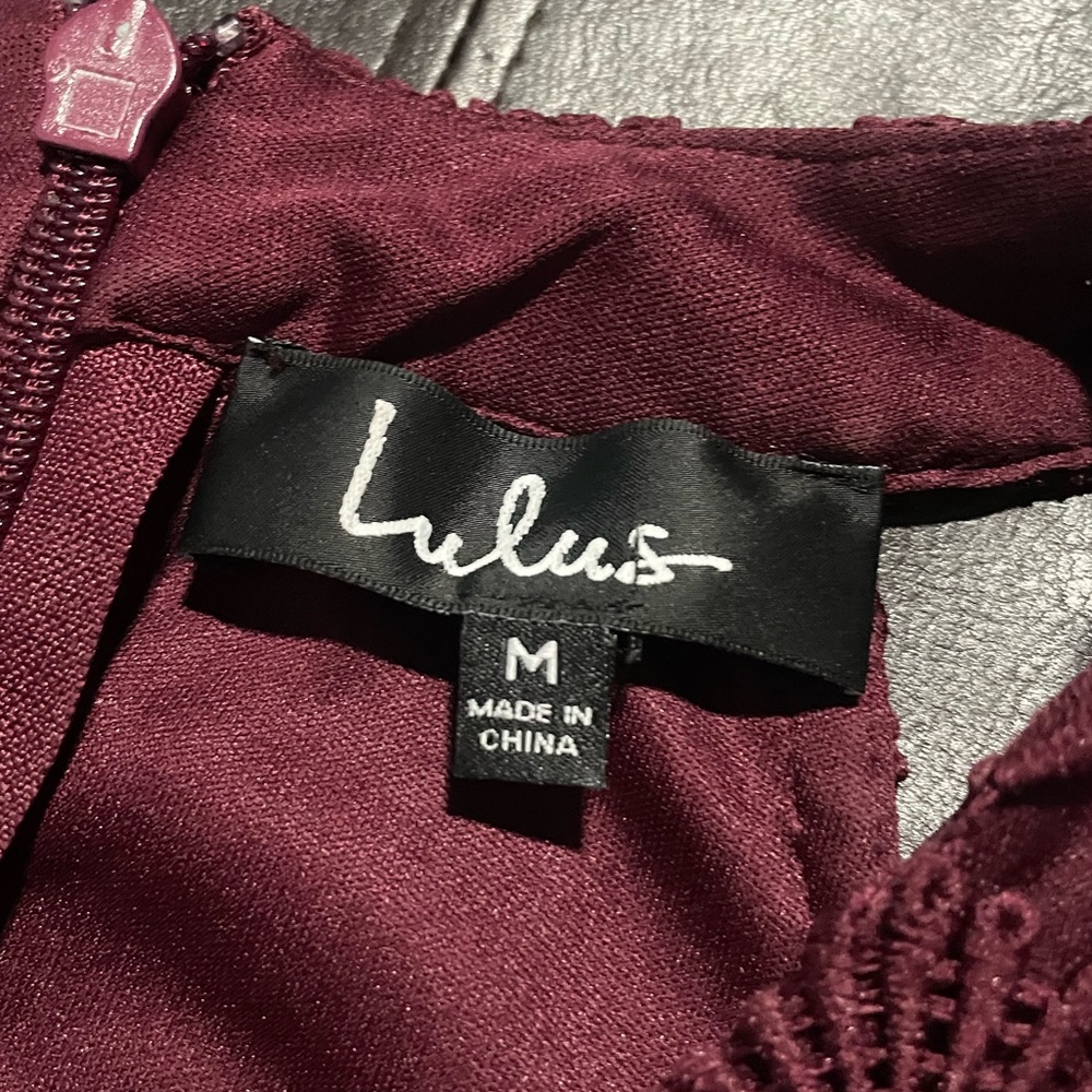 Burgundy Halter Lace Maxi Dress - Picture 4 of 7